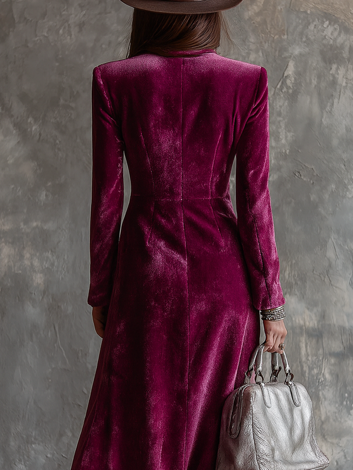 Fionnuala – Velvet Double-Breasted Longline Blazer Dress
