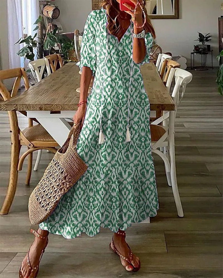 Patricia – Boho Ikat Midi Dress