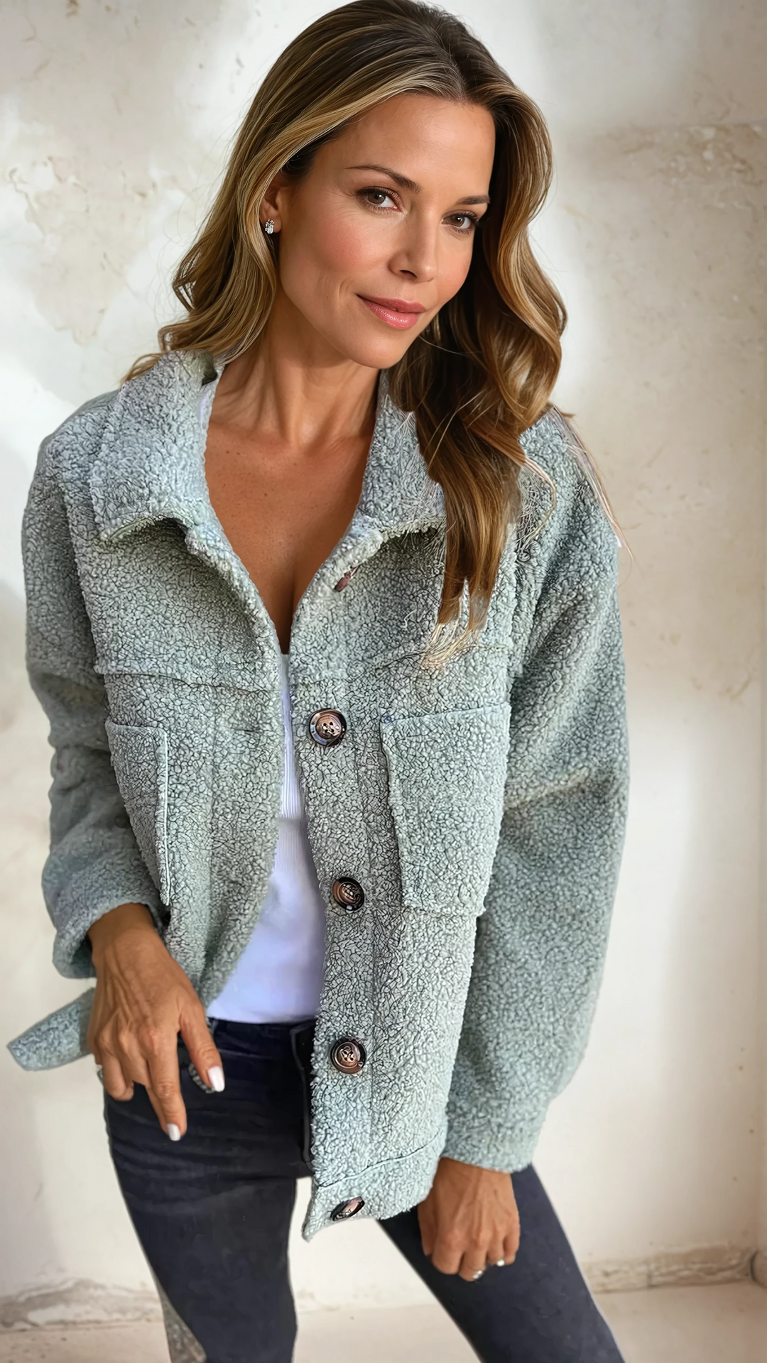 Lettie – Teddy Fleece Button-Up Jacket