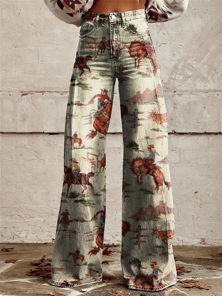 Paula | Vintage Printed Wide Leg Trousers