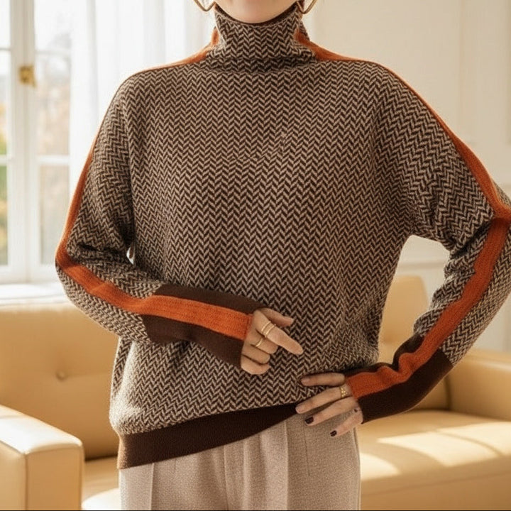 Zara – Herringbone Turtleneck Knit Jumper