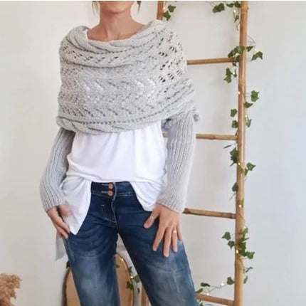 Lilian – Lace-Knit Wrap Shrug with Sleeves