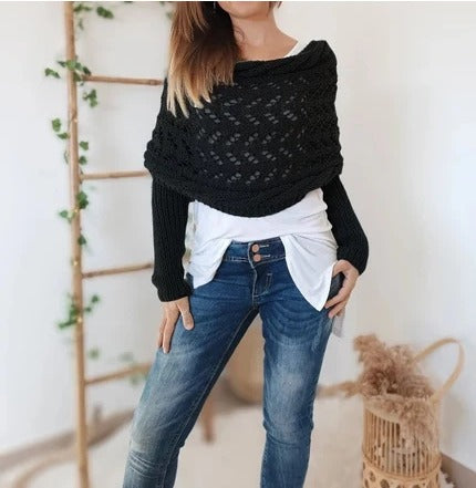 Lilian – Lace-Knit Wrap Shrug with Sleeves