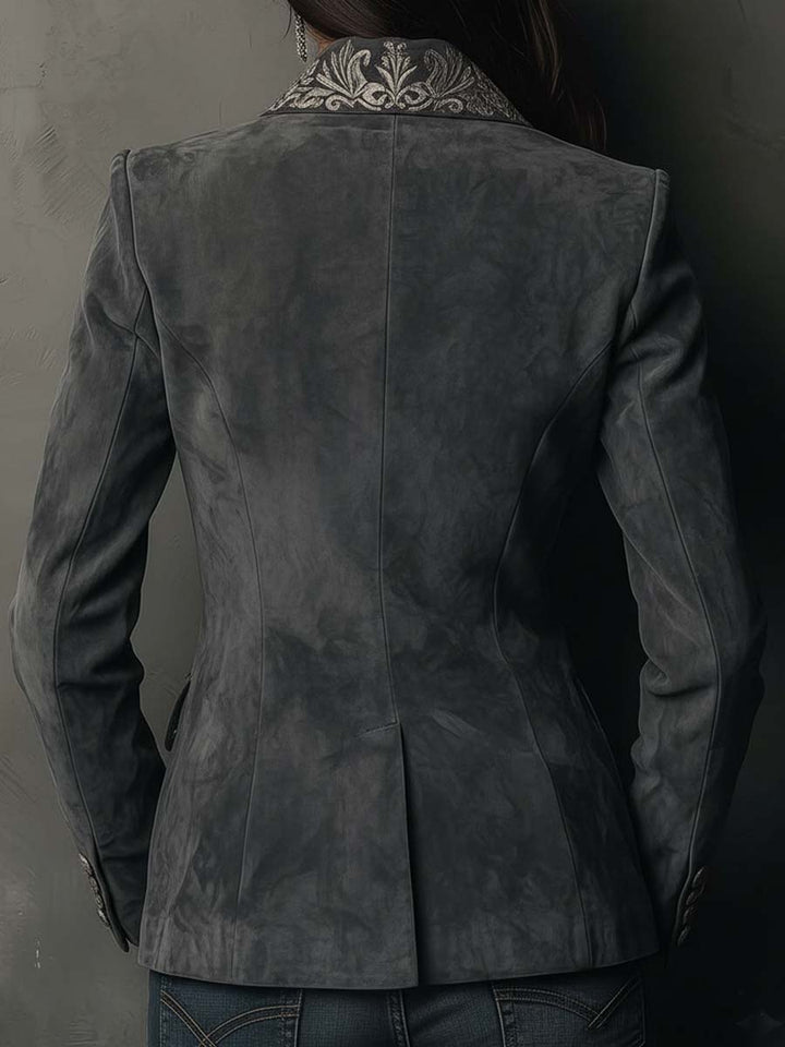 Irene – Embossed Floral Tailored Blazer