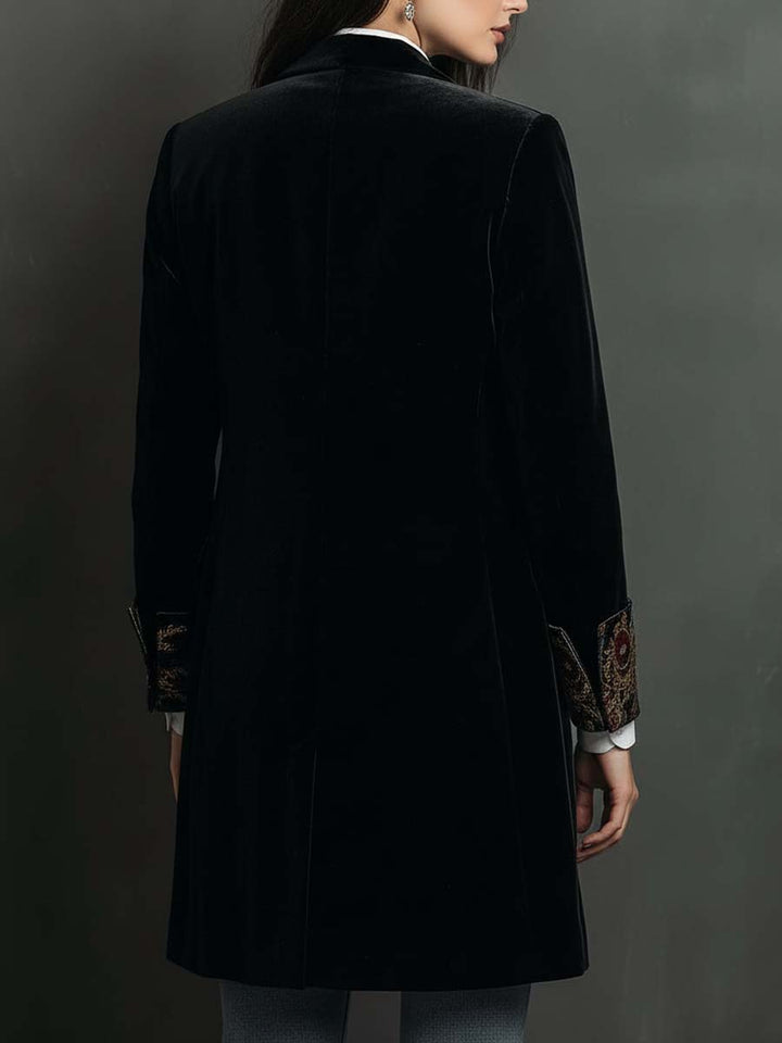 Vera – Velvet Longline Blazer with Baroque Lapels