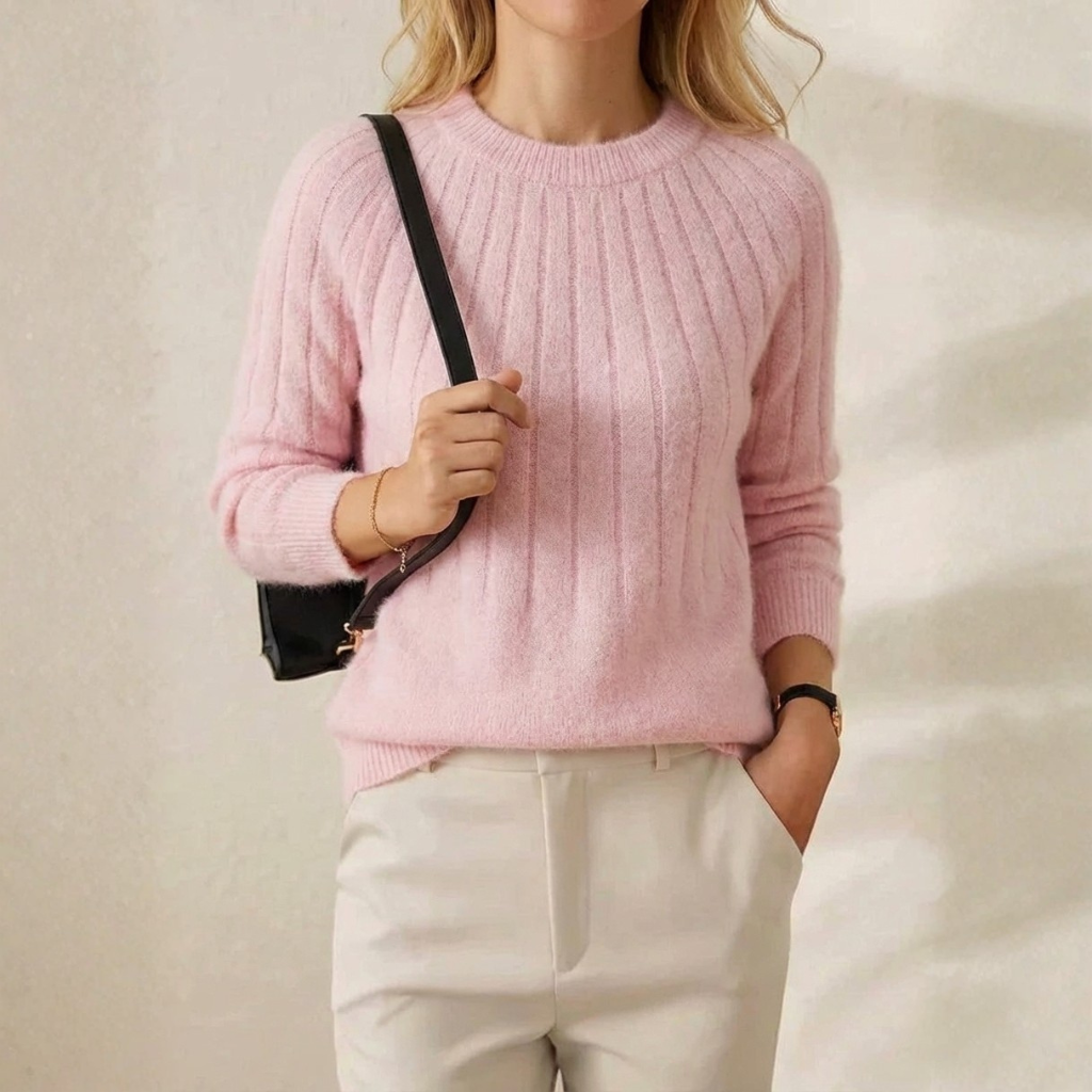 Agnes – Ribbed Knit Crewneck Jumper