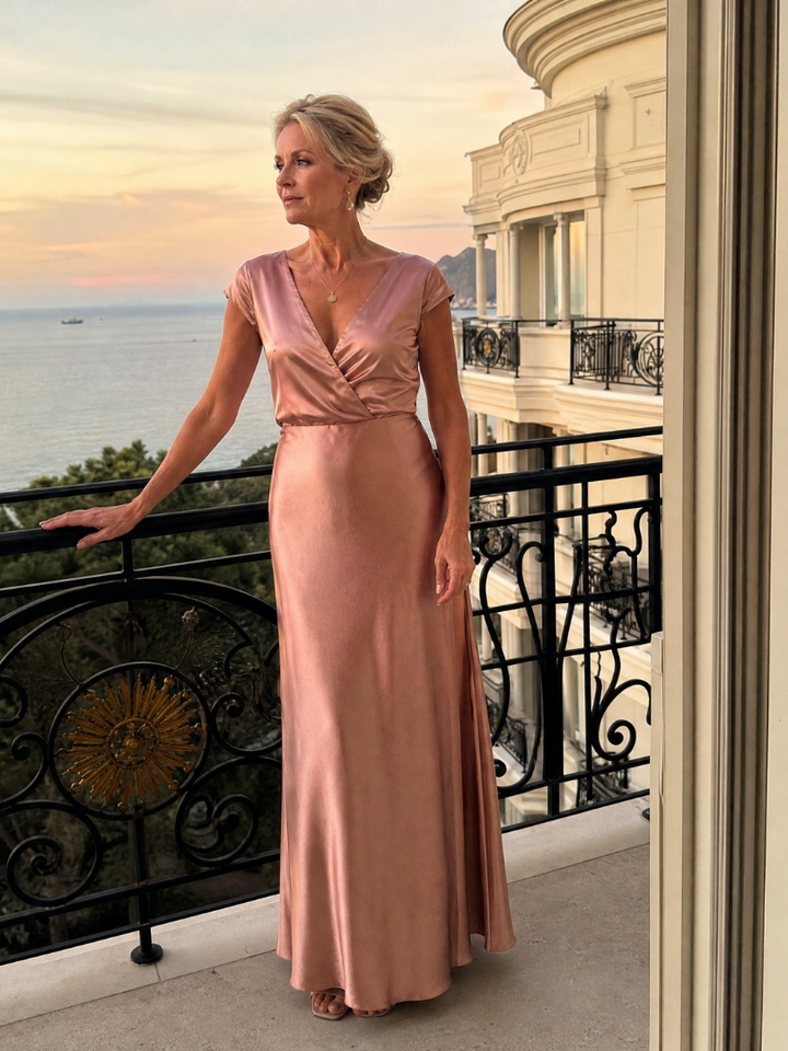 Hazel | Cap Sleeve Wrap Maxi Dress