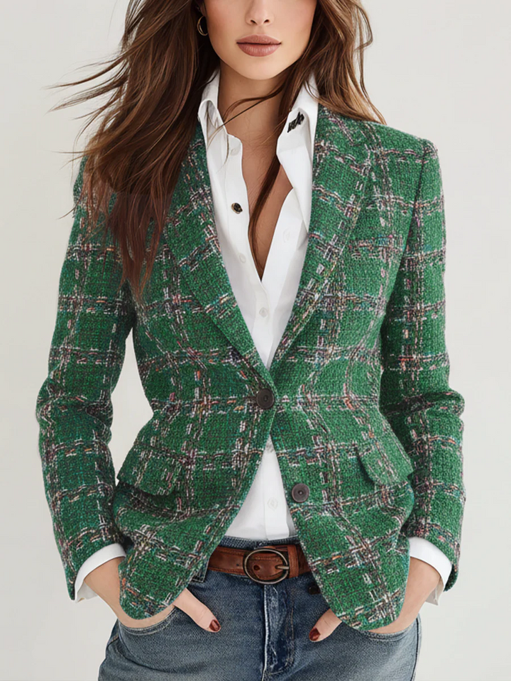 Beryl – Plaid Tweed-Look Tailored Blazer