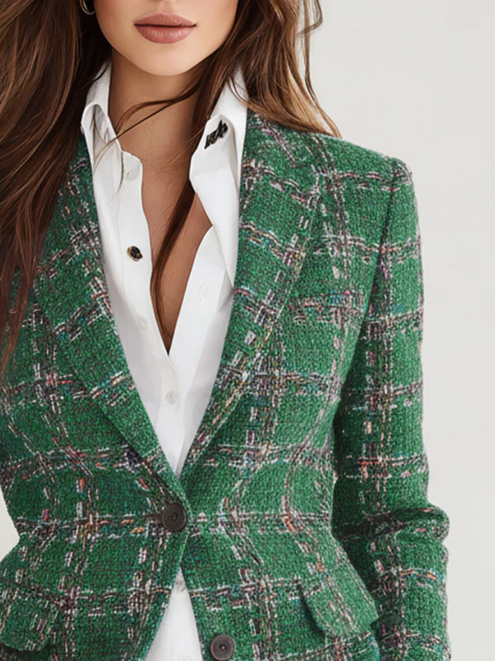 Beryl – Plaid Tweed-Look Tailored Blazer