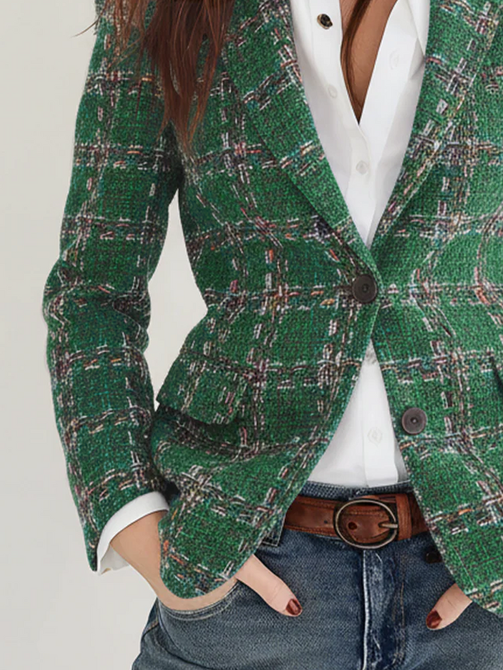 Beryl – Plaid Tweed-Look Tailored Blazer
