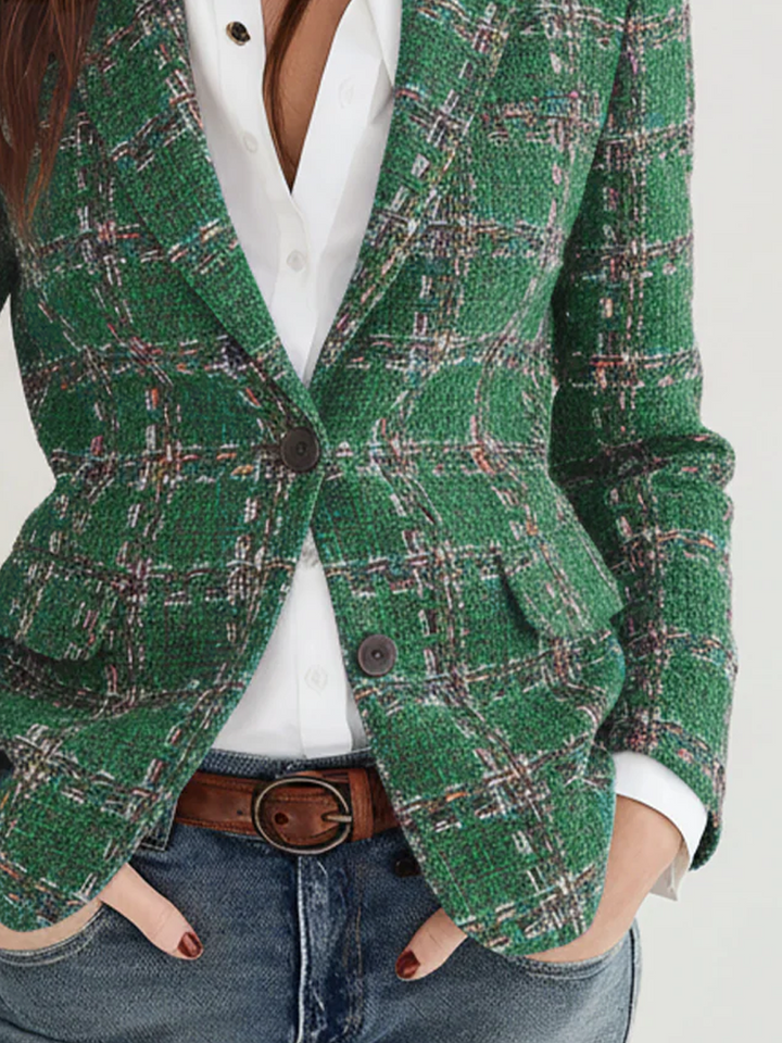 Beryl – Plaid Tweed-Look Tailored Blazer