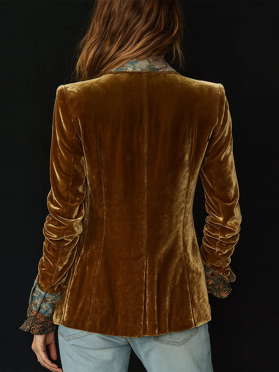 Ethel – Floral Patchwork Velvet Blazer