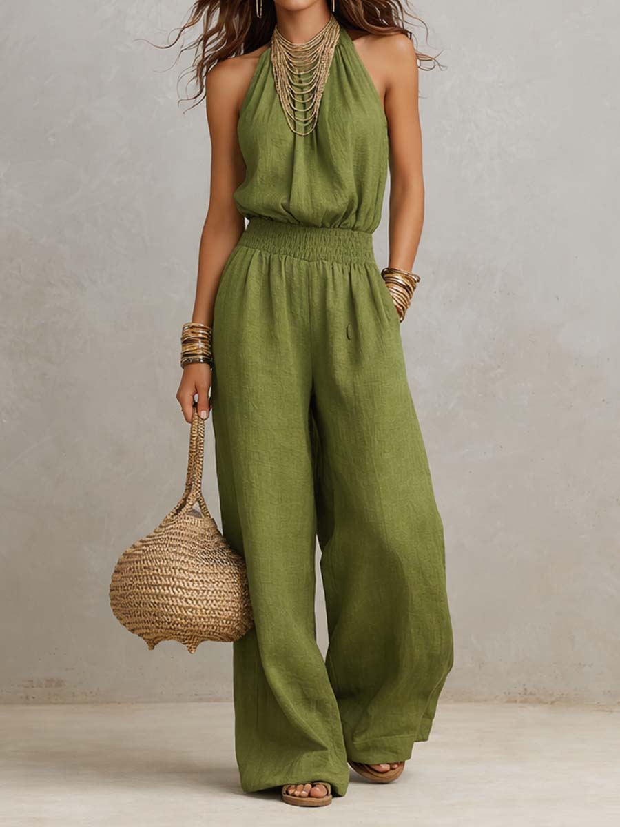Audrey – Halter Neck Wide-Leg Jumpsuit