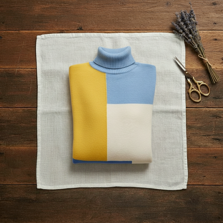 Katharine – Colour Block Turtleneck Jumper
