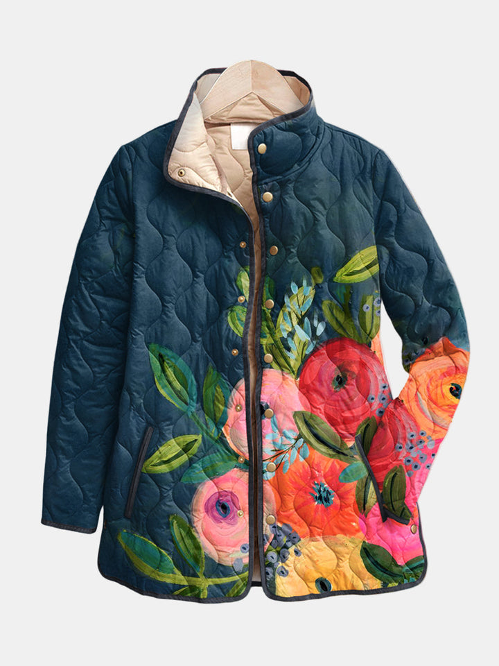 Etta – Vintage Floral Print Quilted Jacket
