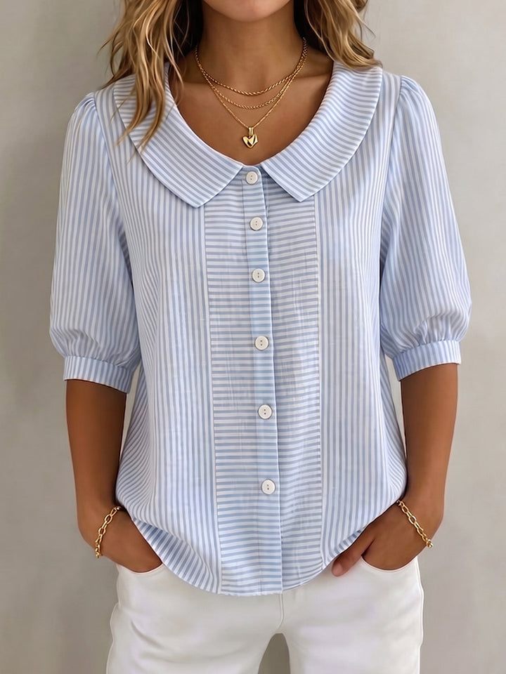 Honora – Striped Peter Pan Collar Blouse