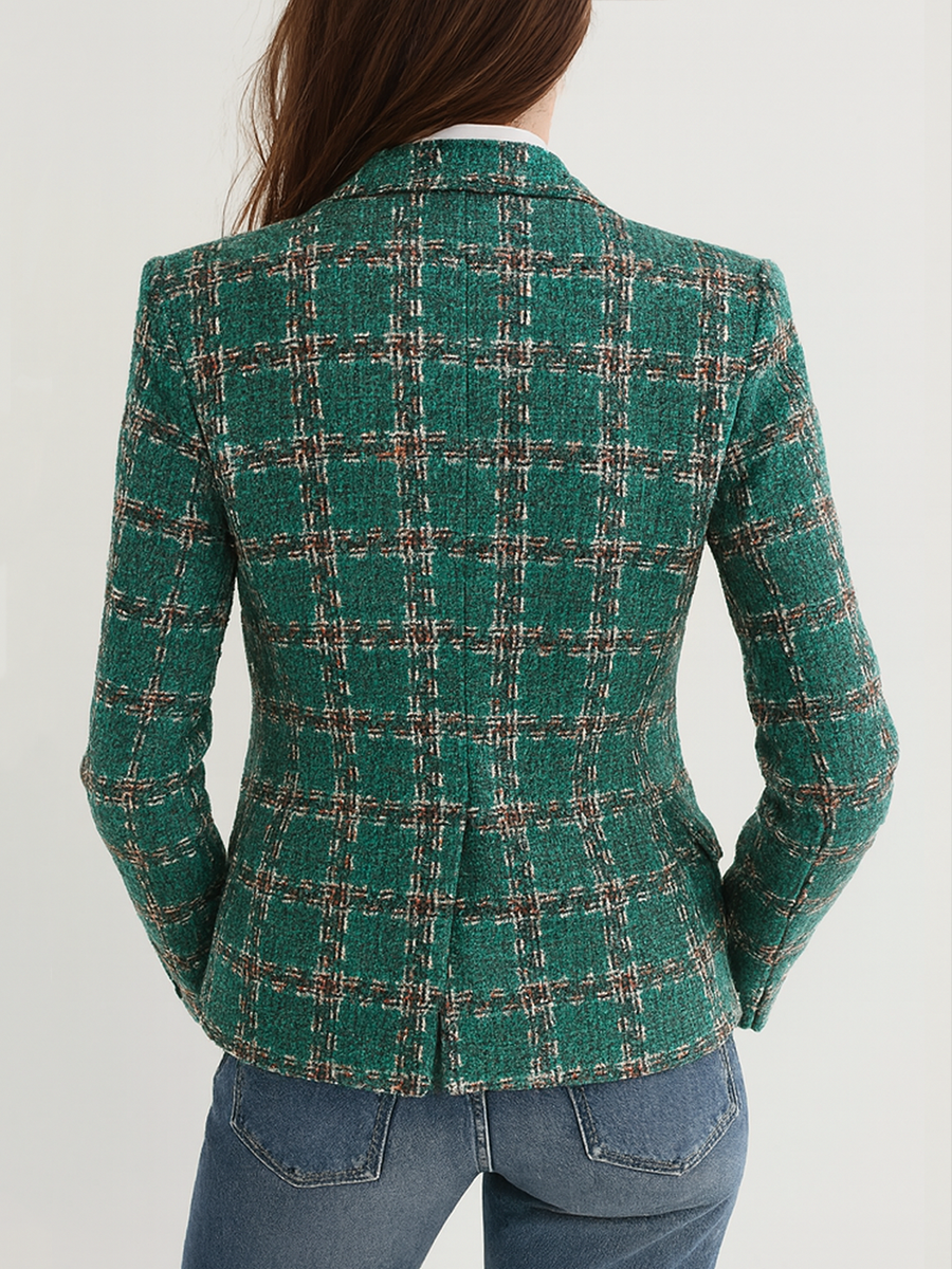 Beryl – Plaid Tweed-Look Tailored Blazer