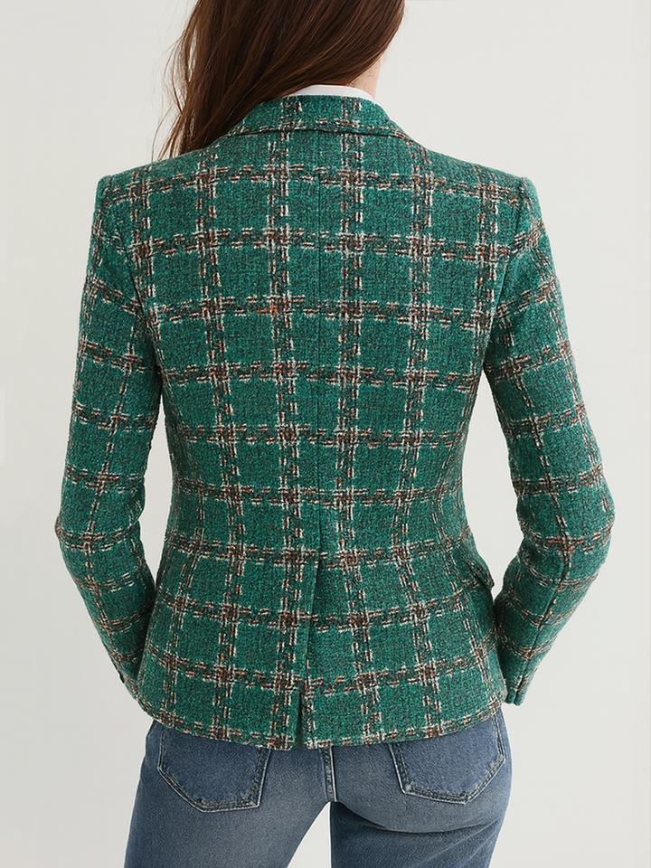Beryl – Plaid Tweed-Look Tailored Blazer