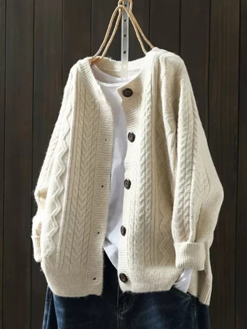 Ethel – Cable-Knit Button-Down Cardigan