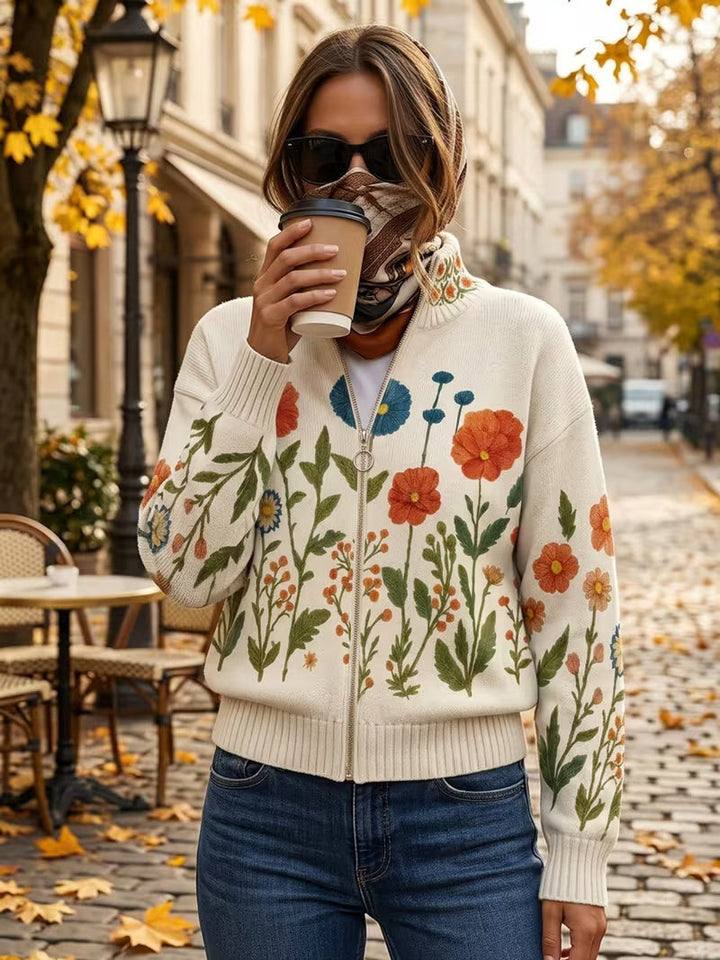 Lois – Wildflower Floral Zip Cardigan
