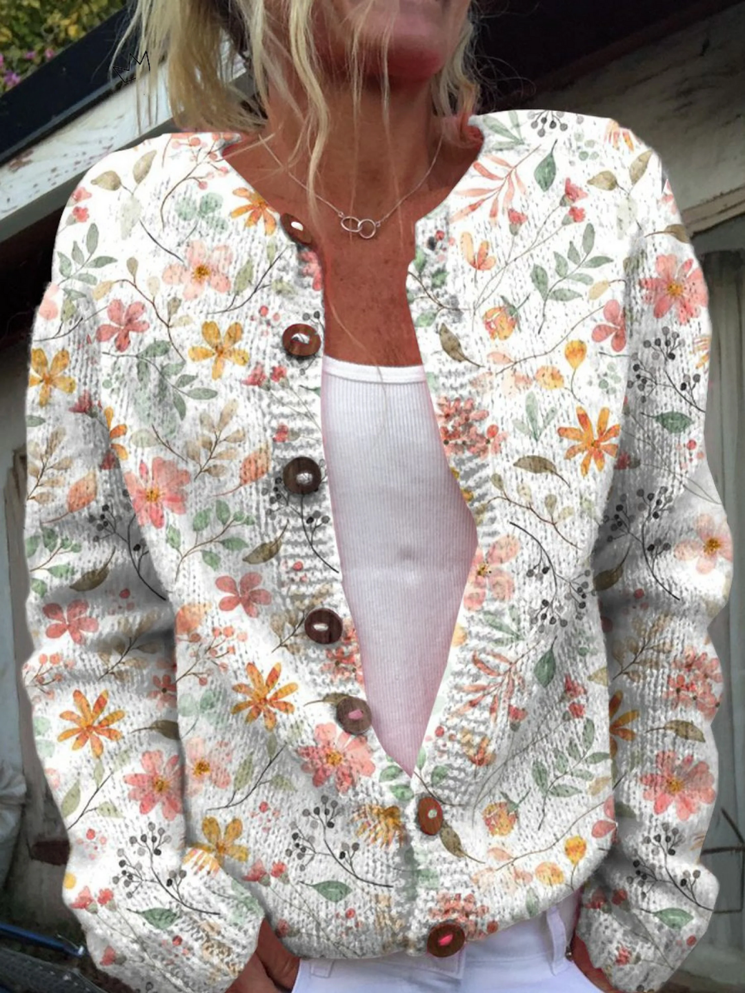 Seraphina – Floral Knit Button Cardigan