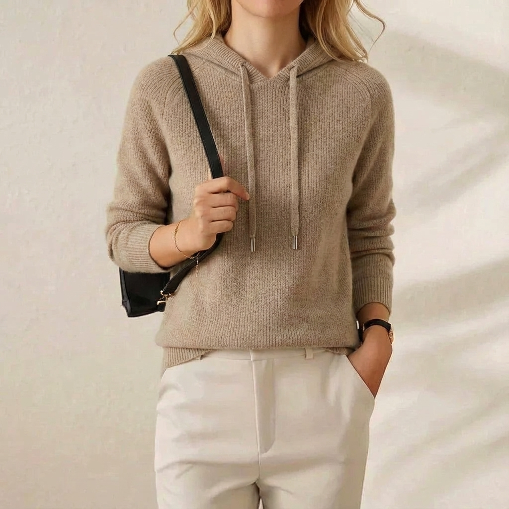Nerys – Knit Hooded Drawstring Jumper