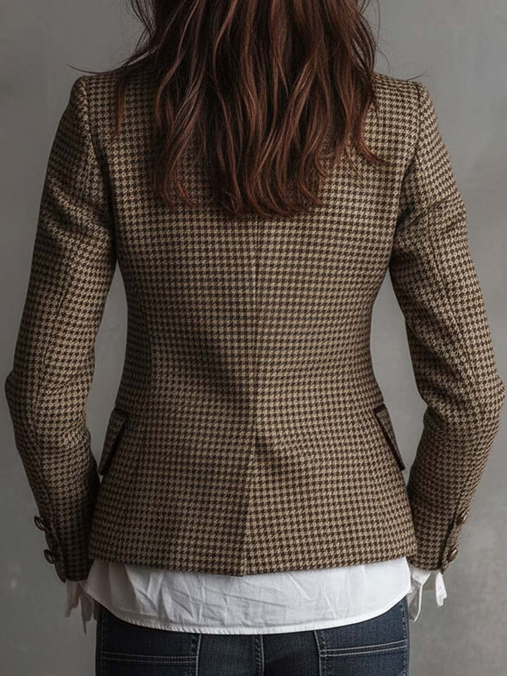 Aoife – Houndstooth Tweed-Look Tailored Blazer
