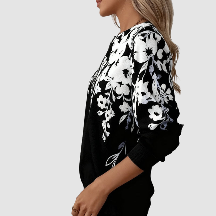 Lydia – Floral Half-Zip Sweatshirt