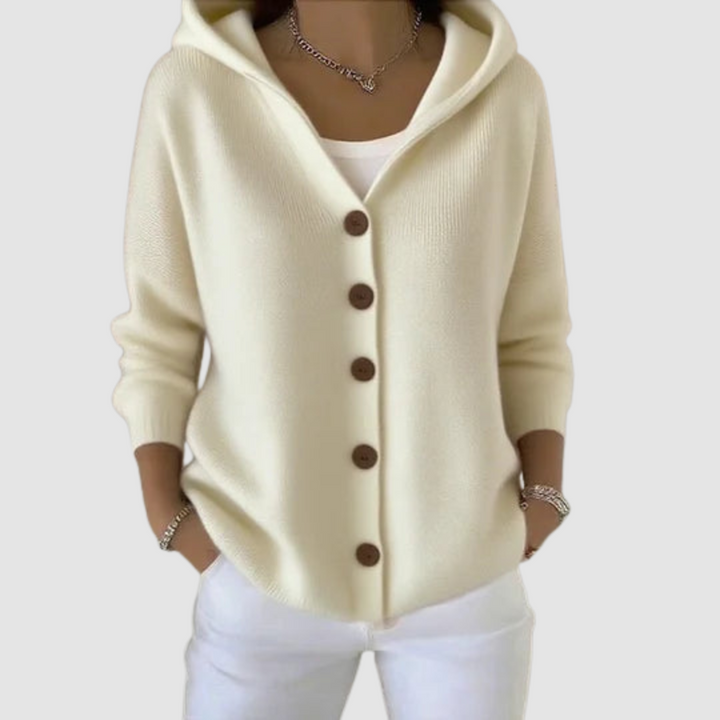 Maryam – Hooded Button-Up Knit Cardigan
