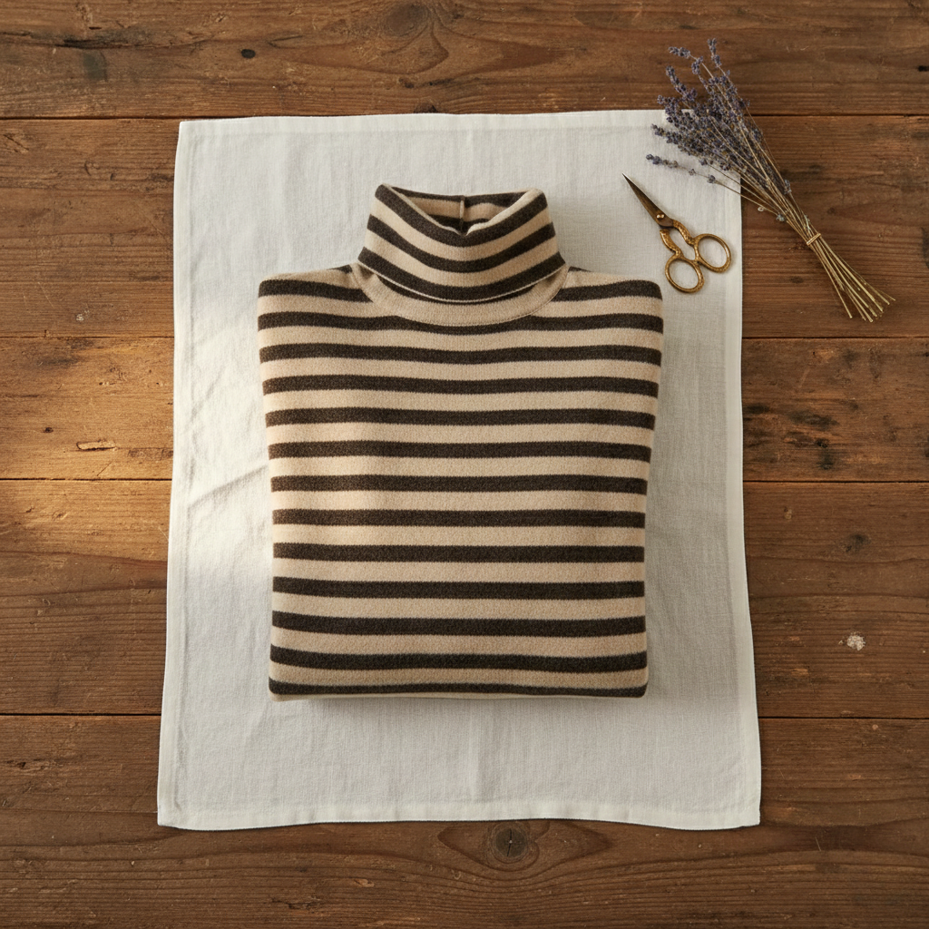 Glenda – Striped Turtleneck Knit Jumper