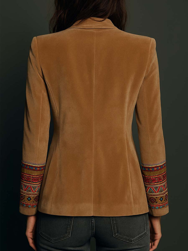 Muriel – Velvet-Look Blazer with Embroidered Detail