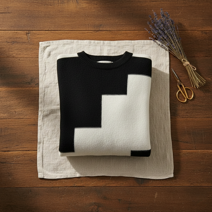 Clemency – Geometric Block Knit Jumper