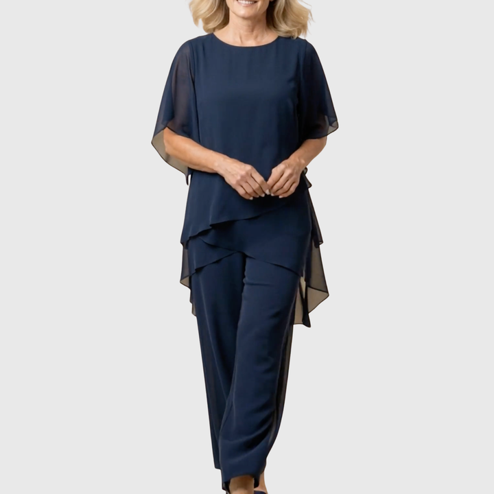 Keelin | Suit with Draped Palazzo Trousers