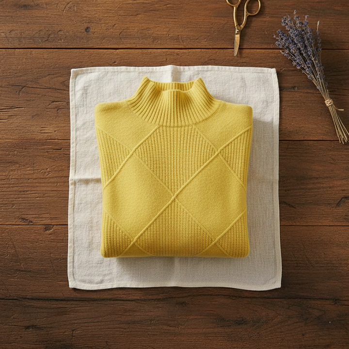 Marlene – Diamond Knit Mock Neck Jumper
