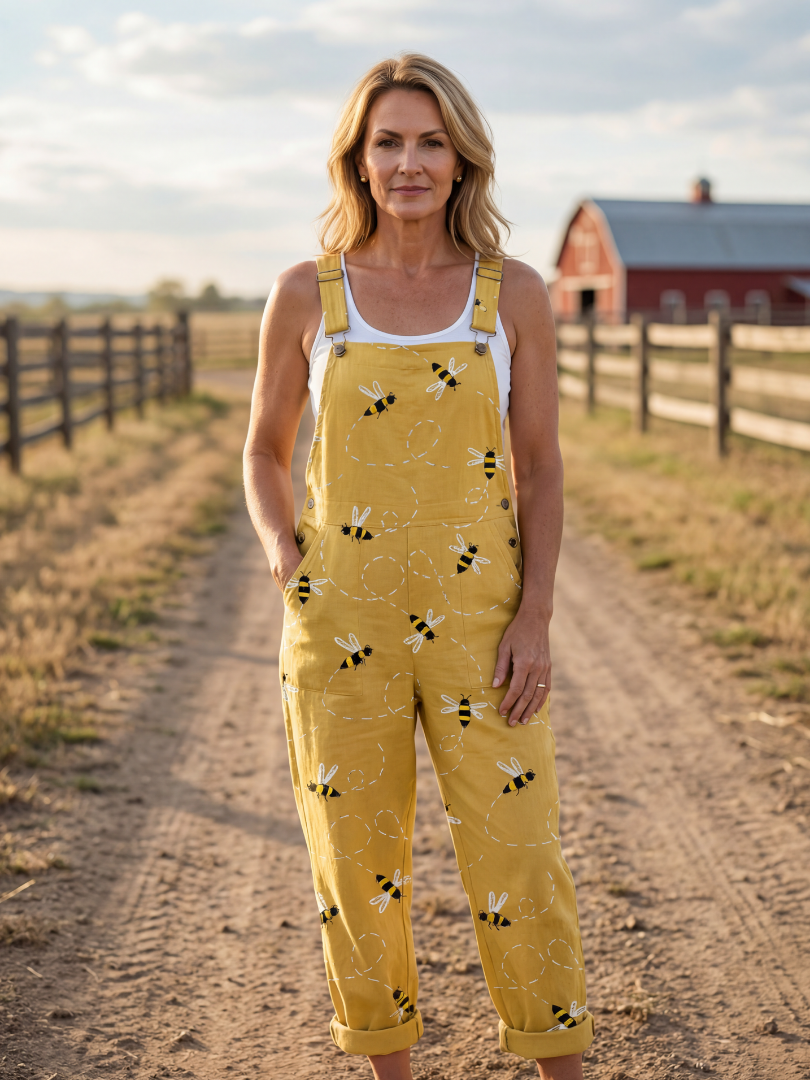 Jordan | Honeybee-Print Dungarees
