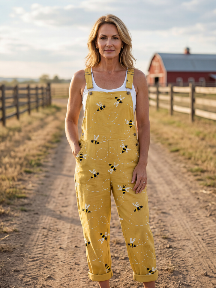 Jordan | Honeybee-Print Dungarees