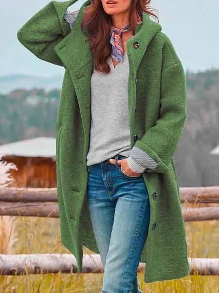 Polly – Hooded Button-Front Longline Coat