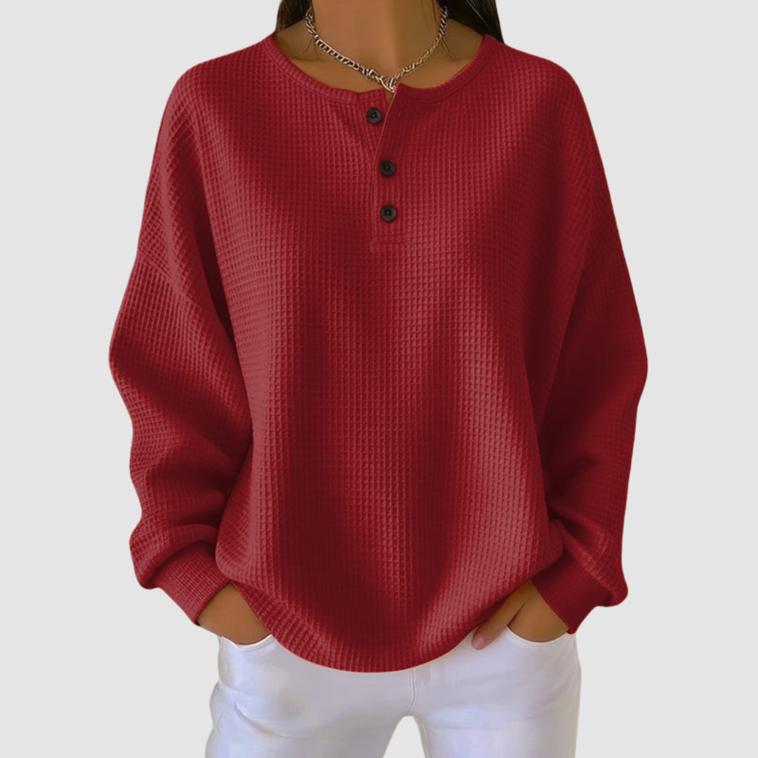 Jessie – Waffle Knit Henley Top