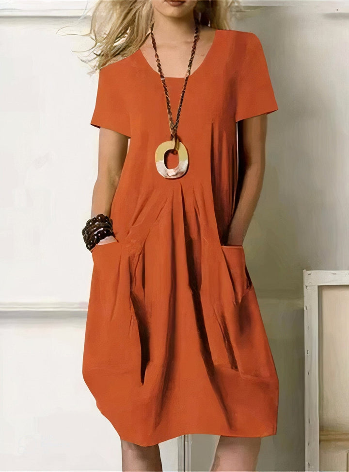Dorothea – Relaxed Casual Midi Dress with Pockets
