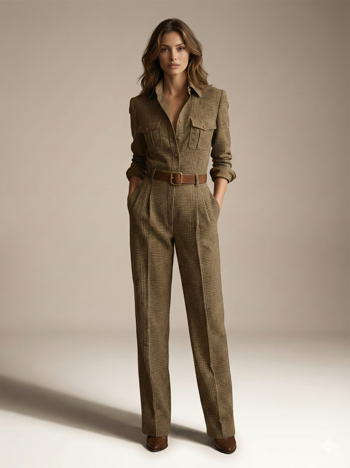Esme – Tailored Check Utility Jumpsuit