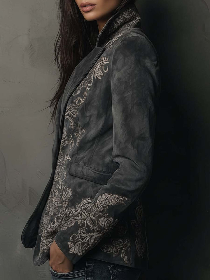 Irene – Embossed Floral Tailored Blazer