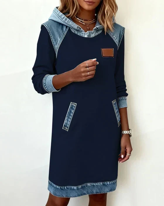 Alexa | Cosy Contrast Hooded Dress
