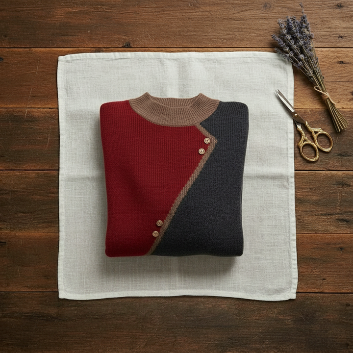 Zillah – Colour Block Knit Jumper with Button Detail