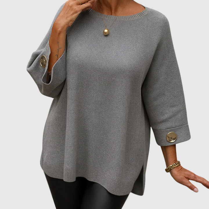 Daphne – Relaxed Knit Jumper with Button Cuffs