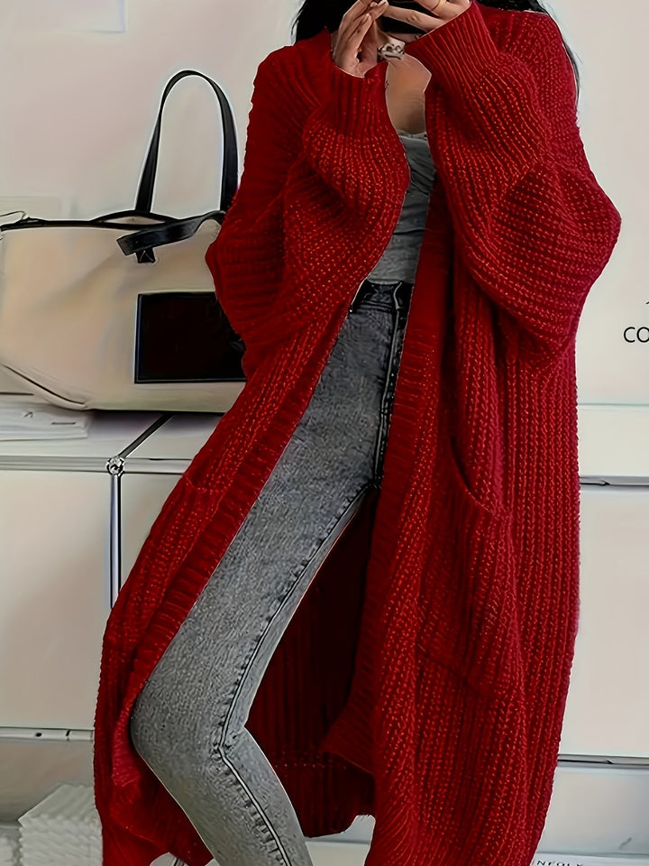 Ethel – Longline Chunky Knit Open Cardigan