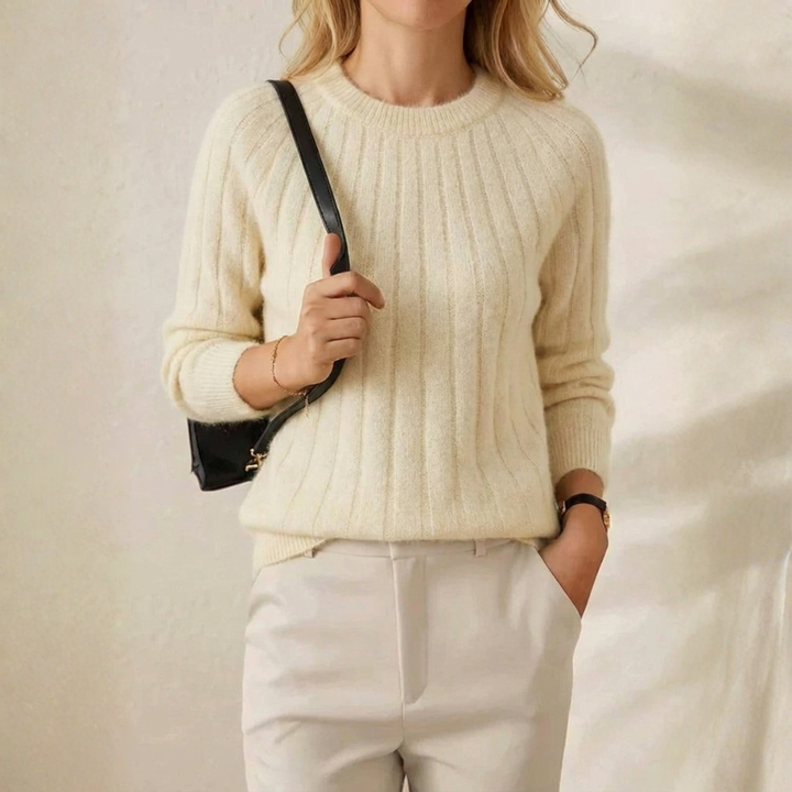 Agnes – Ribbed Knit Crewneck Jumper