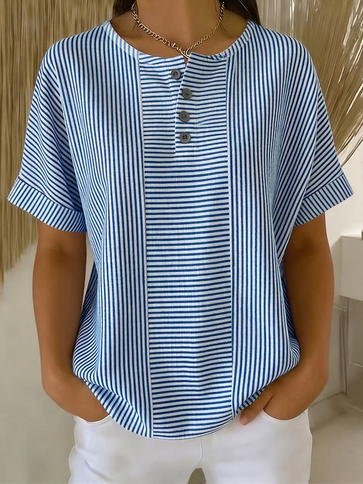 Drusilla – Striped Henley Button Top