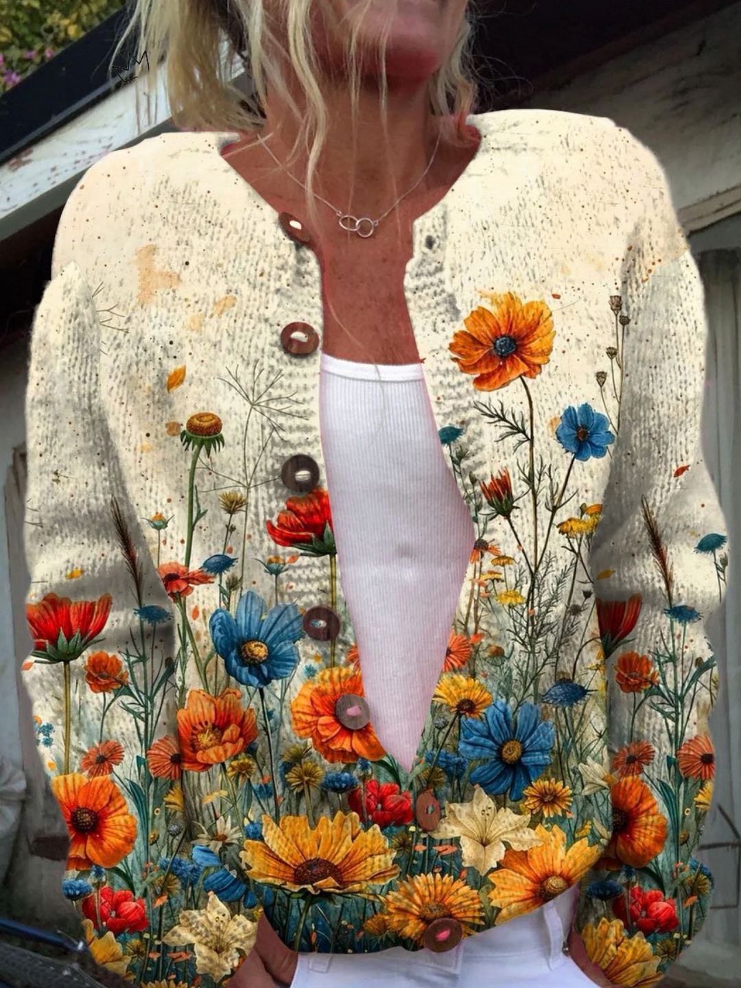 Irene – Wildflower Print Knit Cardigan