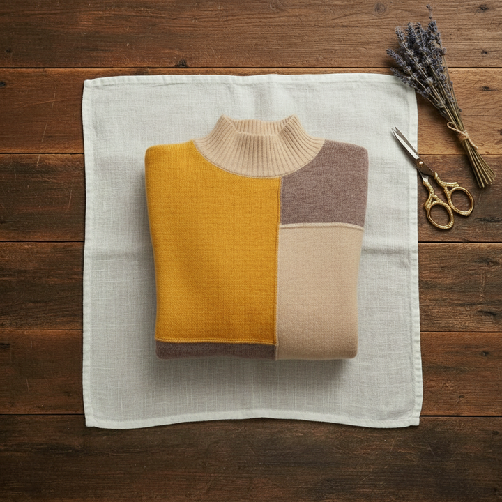 Katharine – Colour Block Turtleneck Jumper