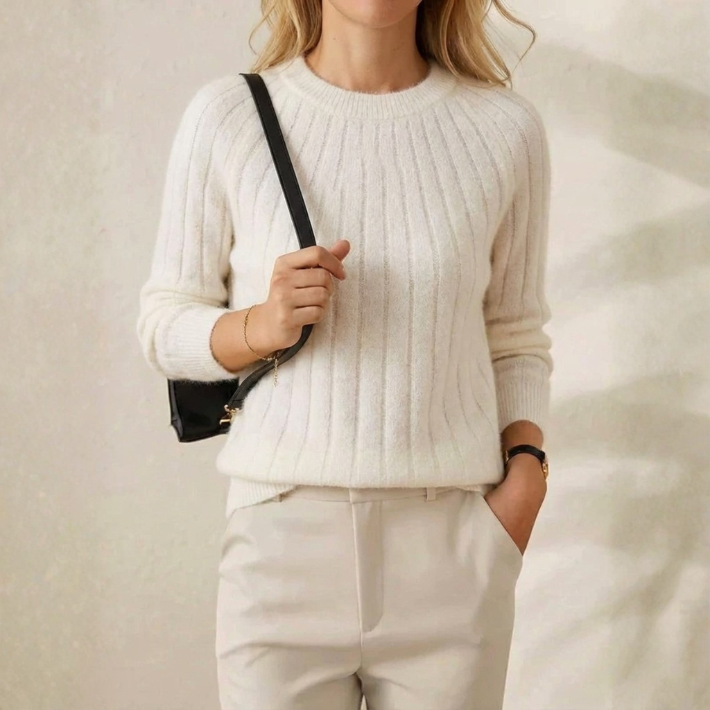 Agnes – Ribbed Knit Crewneck Jumper